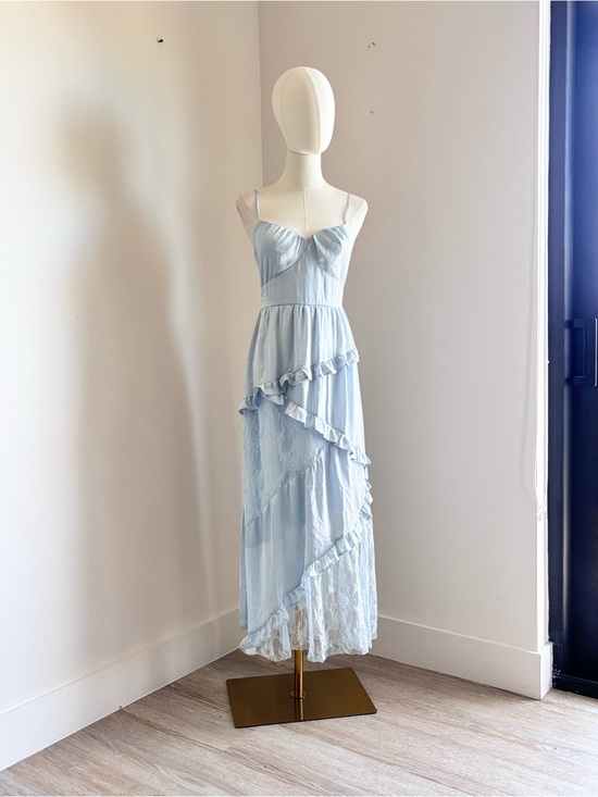 Francesca's Collections Dresses & Skirts - Francesca's Collections Powder Blue Ruffle Lace Maxi Dress